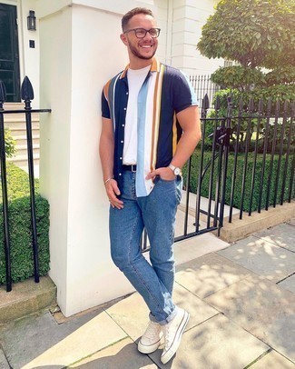 С чем носить темно-синий кожаный ремень мужчине