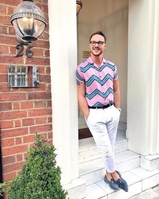 Какие брюки чинос носить с темно-синими лоферами