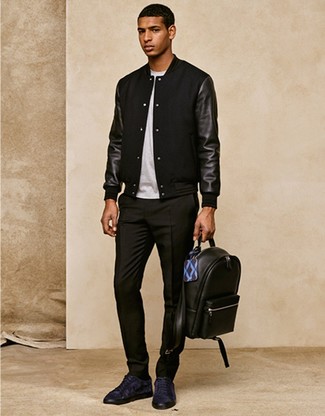 Какие бомберы носить с темно-синими низкими кедами мужчине