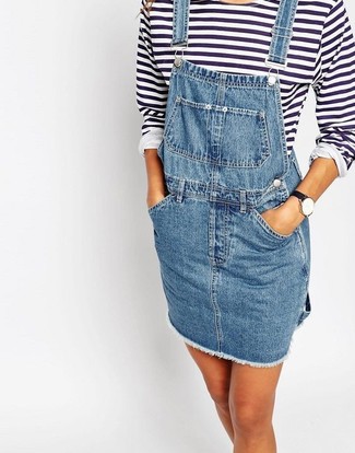 С чем носить темно-синий сарафан