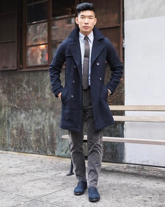 С чем носить темно-синие оксфорды