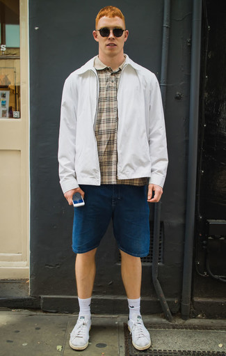 Какие куртки харрингтон носить с темно-синими шортами