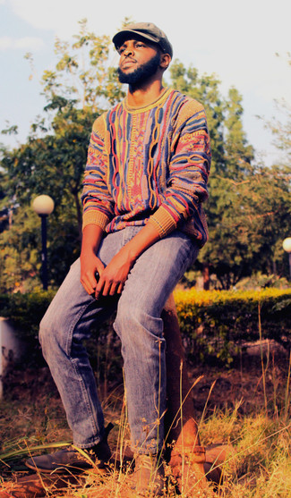 С чем носить темно-синие замшевые ботинки мужчине