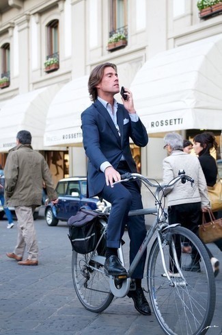 Какие туфли дерби носить с темно-синим костюмом