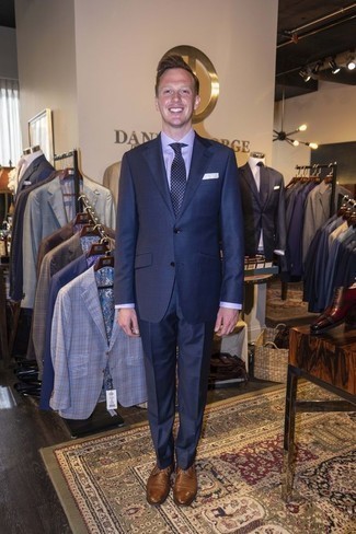 Какие туфли дерби носить с темно-синим костюмом