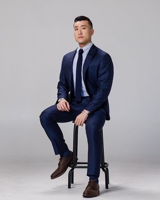 Какие туфли дерби носить с темно-синим костюмом