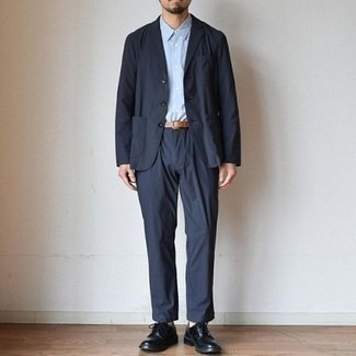 Какие туфли дерби носить с темно-синим костюмом