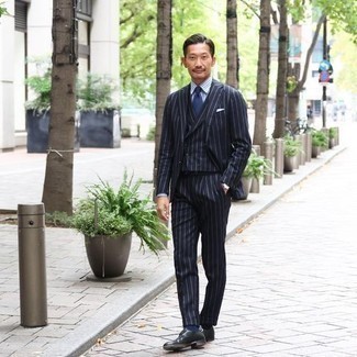 Какие монки носить с темно-синим костюмом-тройкой