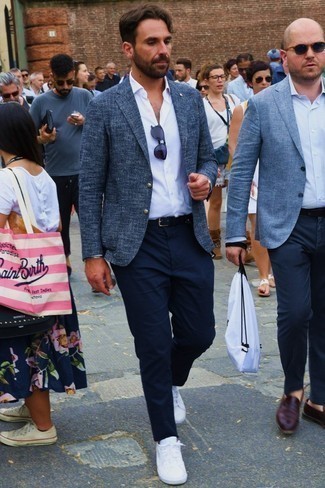 С чем носить темно-синий твидовый пиджак мужчине