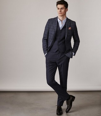 Какие пиджаки носить с темно-синим жилетом