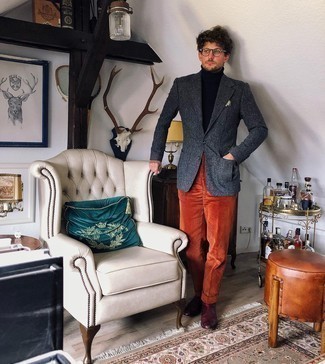 С чем носить темно-синий шерстяной пиджак мужчине