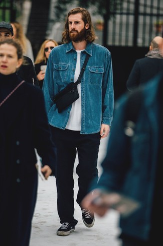 С чем носить темно-синие шерстяные брюки чинос