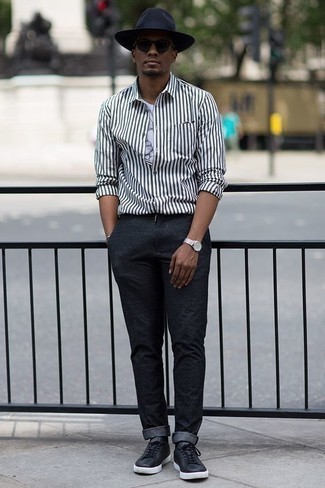 С чем носить темно-синюю шерстяную шляпу мужчине