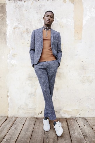 С чем носить темно-синий шерстяной костюм