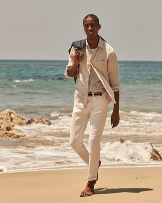 С чем носить темно-синий плетеный ремень мужчине