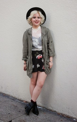 С чем носить оливковый анорака женщине