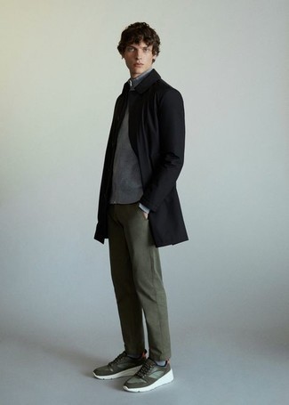 Какие брюки чинос носить с оливковыми кроссовками