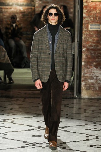 Какие ботинки челси носить с оливковым пиджаком мужчине