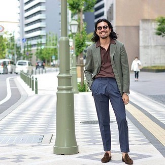 Какие лоферы носить с оливковым пиджаком мужчине