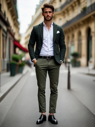 Какие оксфорды носить с оливковым пиджаком