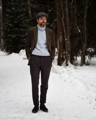 Какие водолазки носить с оливковым пиджаком мужчине