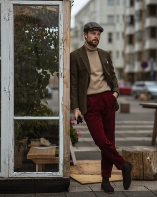 Какие водолазки носить с оливковым пиджаком мужчине