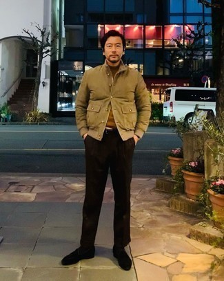 Какие брюки чинос носить с оливковым бомбером