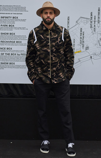 С чем носить оливковую куртку харрингтон с камуфляжным принтом