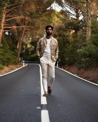 С чем носить оливковые эспадрильи из плотной ткани мужчине