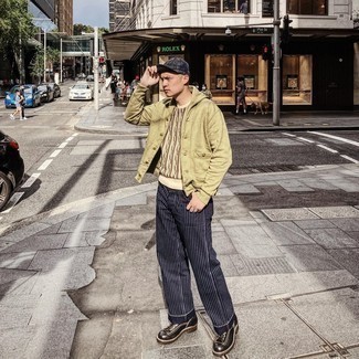 Какие повседневные ботинки носить с оливковым кардиганом мужчине