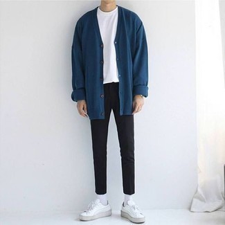 Какие брюки чинос носить с оливковым кардиганом