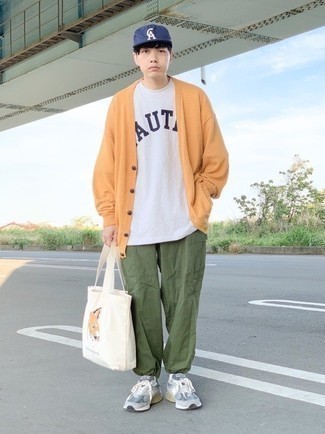 Какие кардиганы носить с оливковыми брюками карго