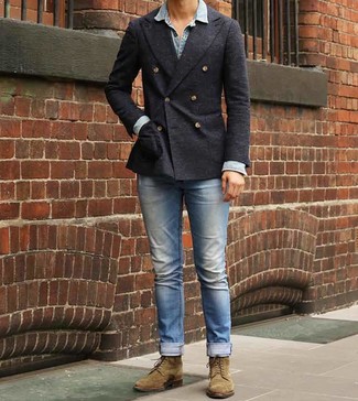 С чем носить оливковые повседневные ботинки мужчине