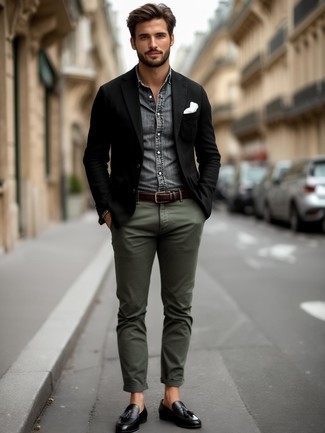 Какие пиджаки носить с оливковыми брюками чинос