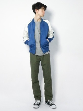 Какие бомберы носить с оливковыми брюками чинос