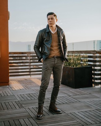 Какие ботинки броги носить с оливковыми брюками чинос