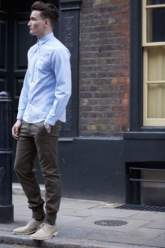 Какие туфли дерби носить с оливковыми брюками чинос