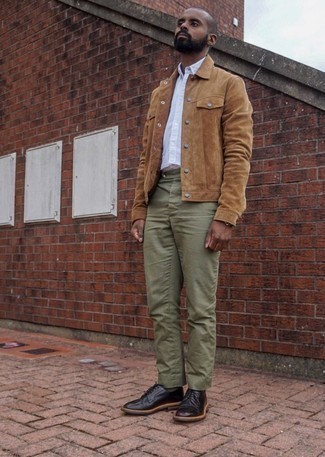 Какие туфли дерби носить с оливковыми брюками чинос