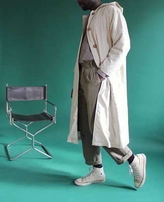 Какие высокие кеды носить с оливковыми брюками чинос