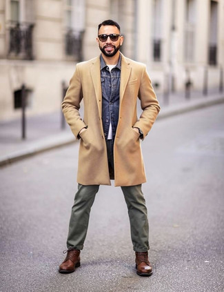 С чем носить оливковые брюки чинос