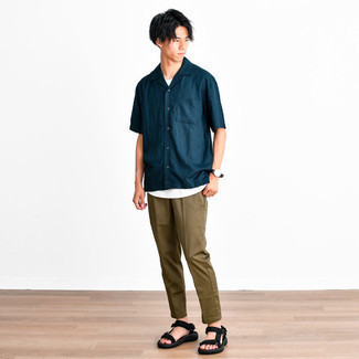 Какие сандалии носить с оливковыми брюками чинос