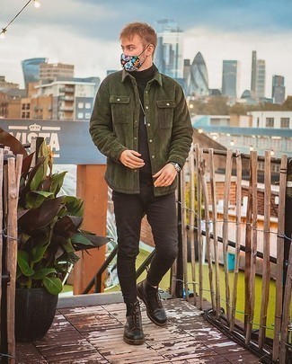 С чем носить оливковую вельветовую куртку мужчине