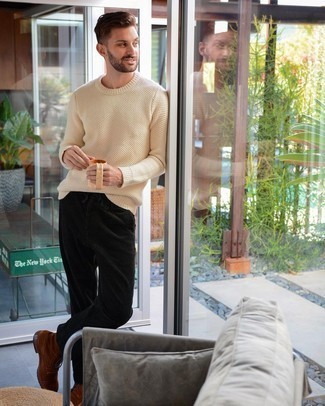 С чем носить оливковые вельветовые брюки мужчине