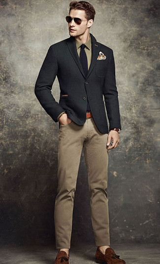 С чем носить оливковую классическую рубашку мужчине