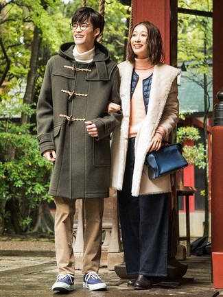 С чем носить оливковый дафлкот мужчине