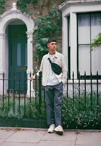 С чем носить оливковую поясную сумку мужчине