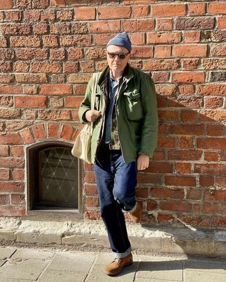 Какие повседневные ботинки носить с оливковой полевой курткой