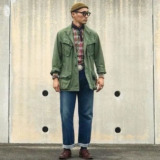 С чем носить оливковую полевую куртку