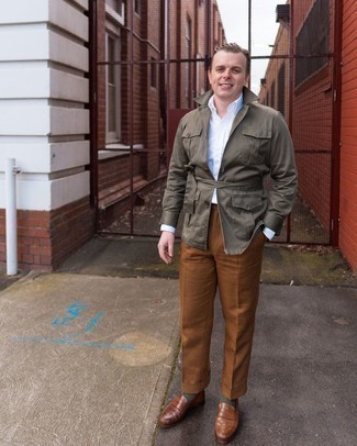 С чем носить оливковую полевую куртку