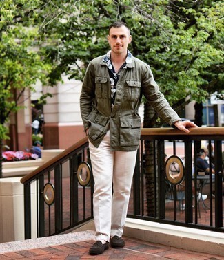 С чем носить оливковую полевую куртку
